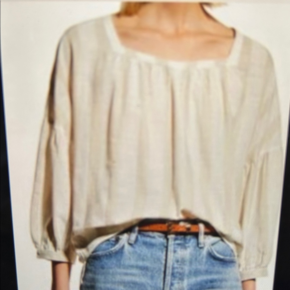 Harshman Linen Striped Beige Top